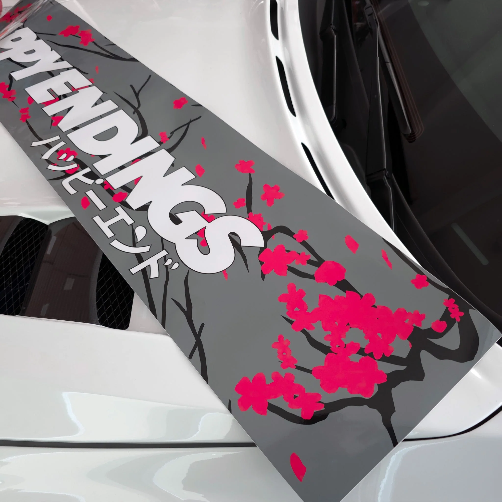 Windshield Banner - Cherry Blossoms Grey 60" (Air Release) - Image 3